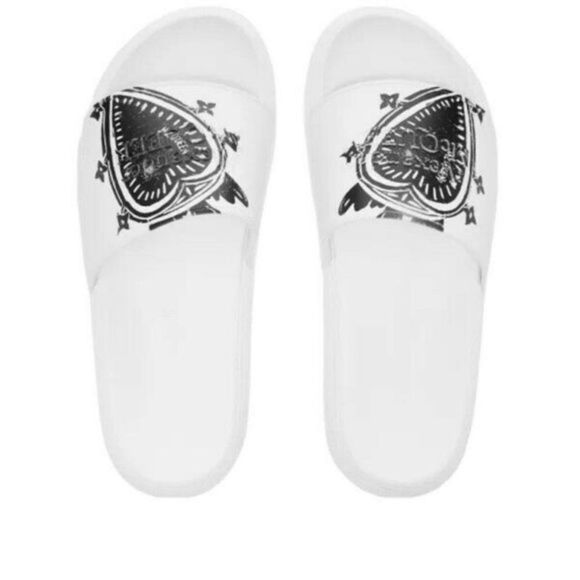 ALEXANDER MCQUEEN Heart-Print Logo Slides White$350 Mens Authentic - Picture 5 of 5